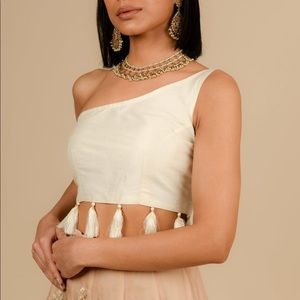 THE SAREE ROOM — Cream Tassel Saree Blouse